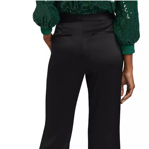 NWT Alice + Olivia Dylan satin black high rise pants size 2 - Picture 3 of 10